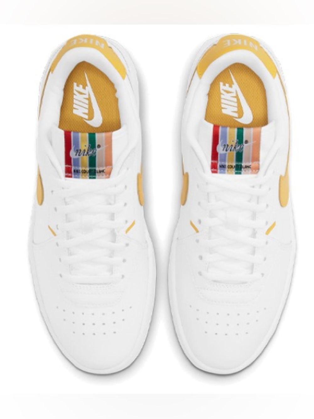 New NIKE Court Blanc Mustard Yellow/White Low Sneakers